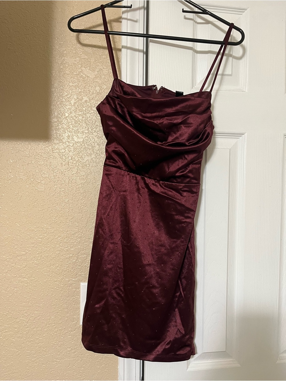 Windsor Satin Cowl Neck Mini Dress in Burgundy